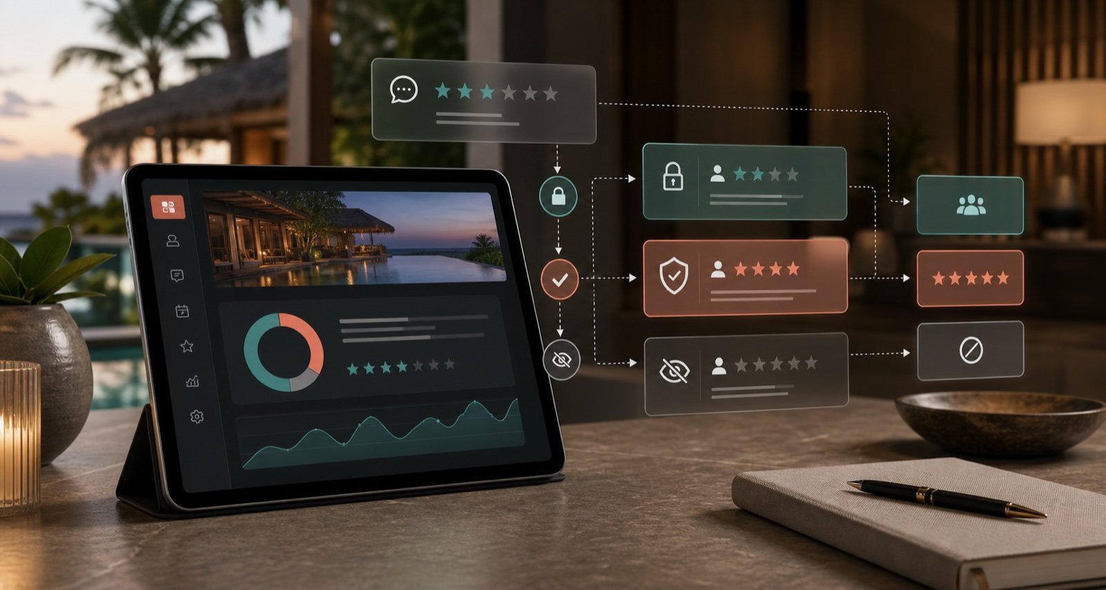 Private hospitality feedback and review management dashboard